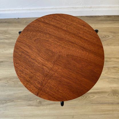 Vintage California Iron Mahogany Stool Side Tables, 1950’s