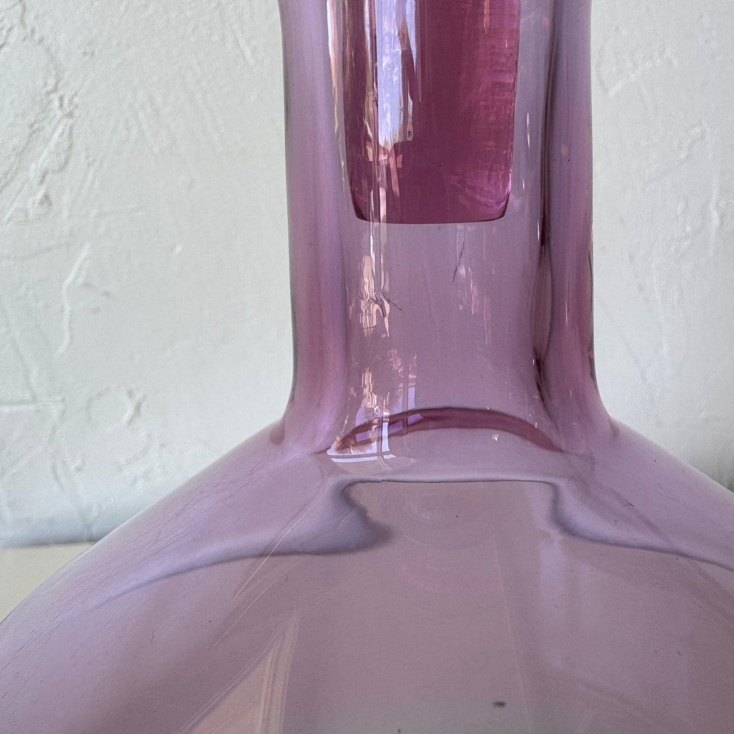 Carlo Moretti Italian Pink Green Glass Decanter Vase