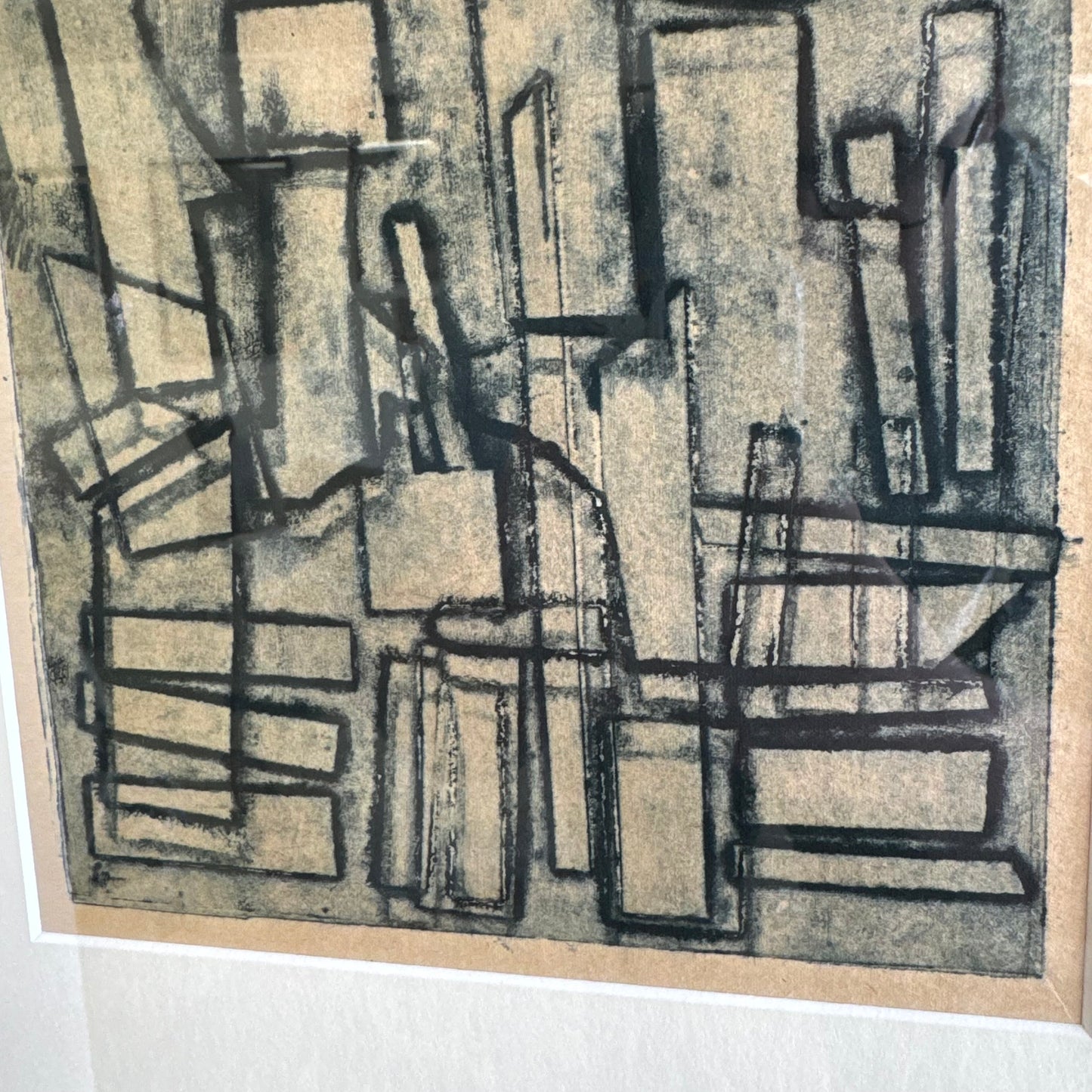 Abstract Cityscape Block Print