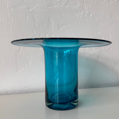 Blenko Blown Blue Glass Flared Vase