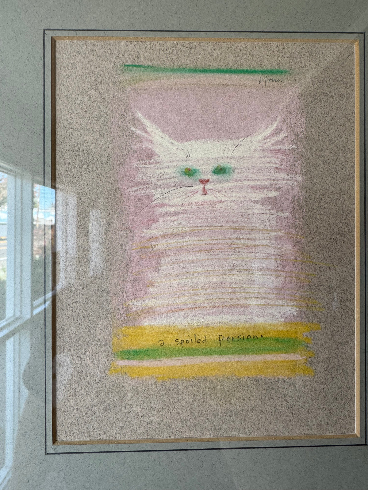 Liza Jones “a spoiled persian.” Oil Pastel Painting
