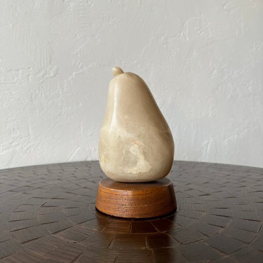 Simple Figurative Stone Pear Sculpture