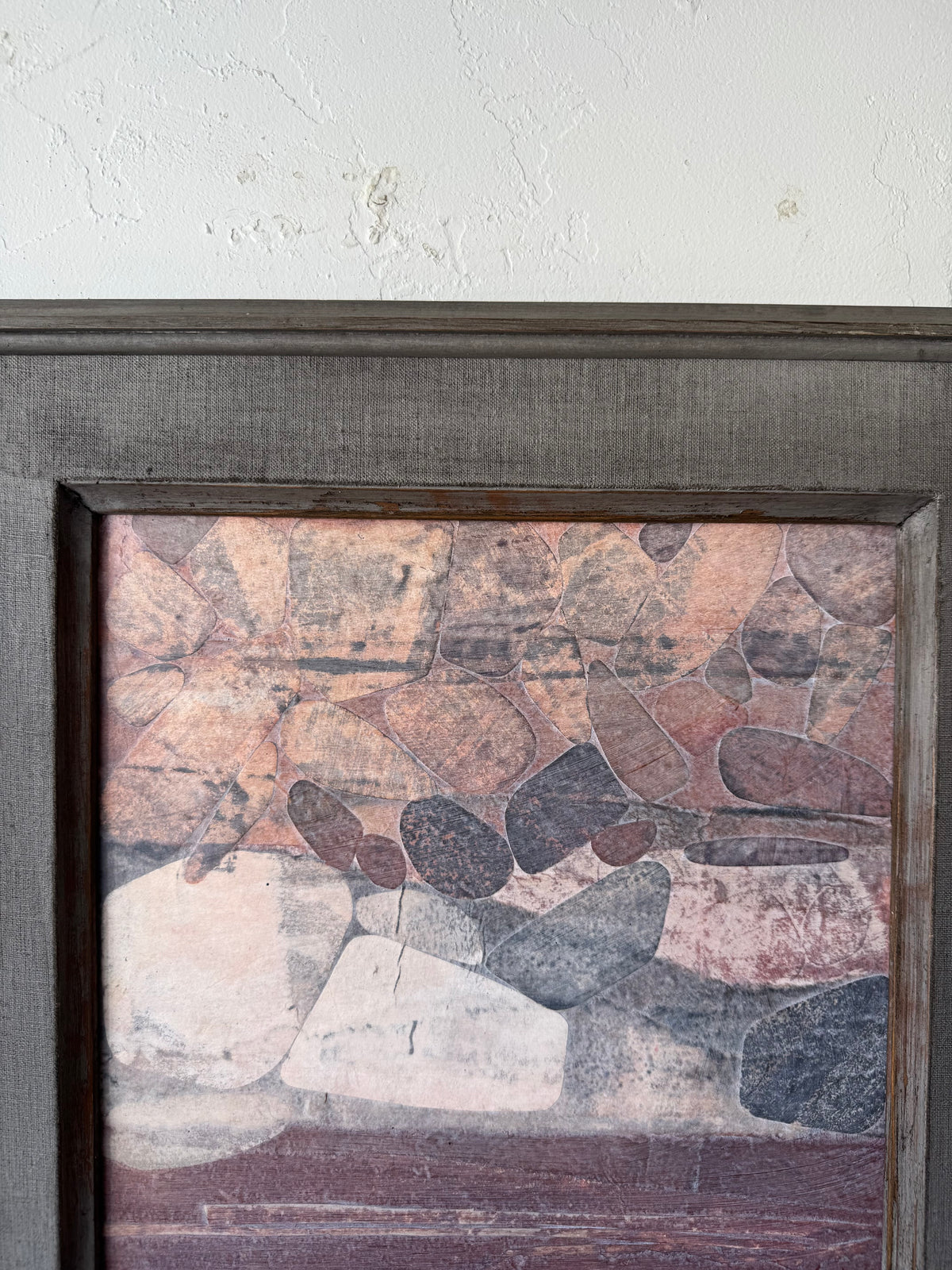Mark Clarke Acrylic + Paper Collage “River Rocks” Painting