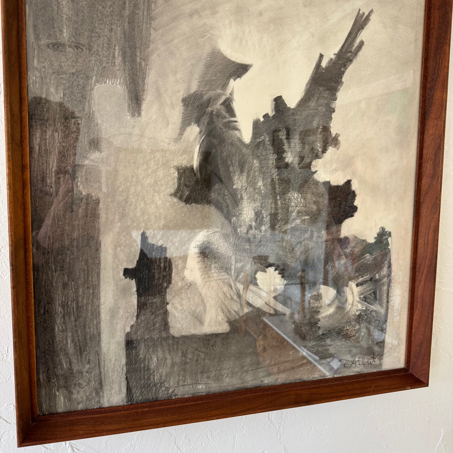 Calvin Albert Abstract Pencil / Inkwash Landscape “Silhouette”