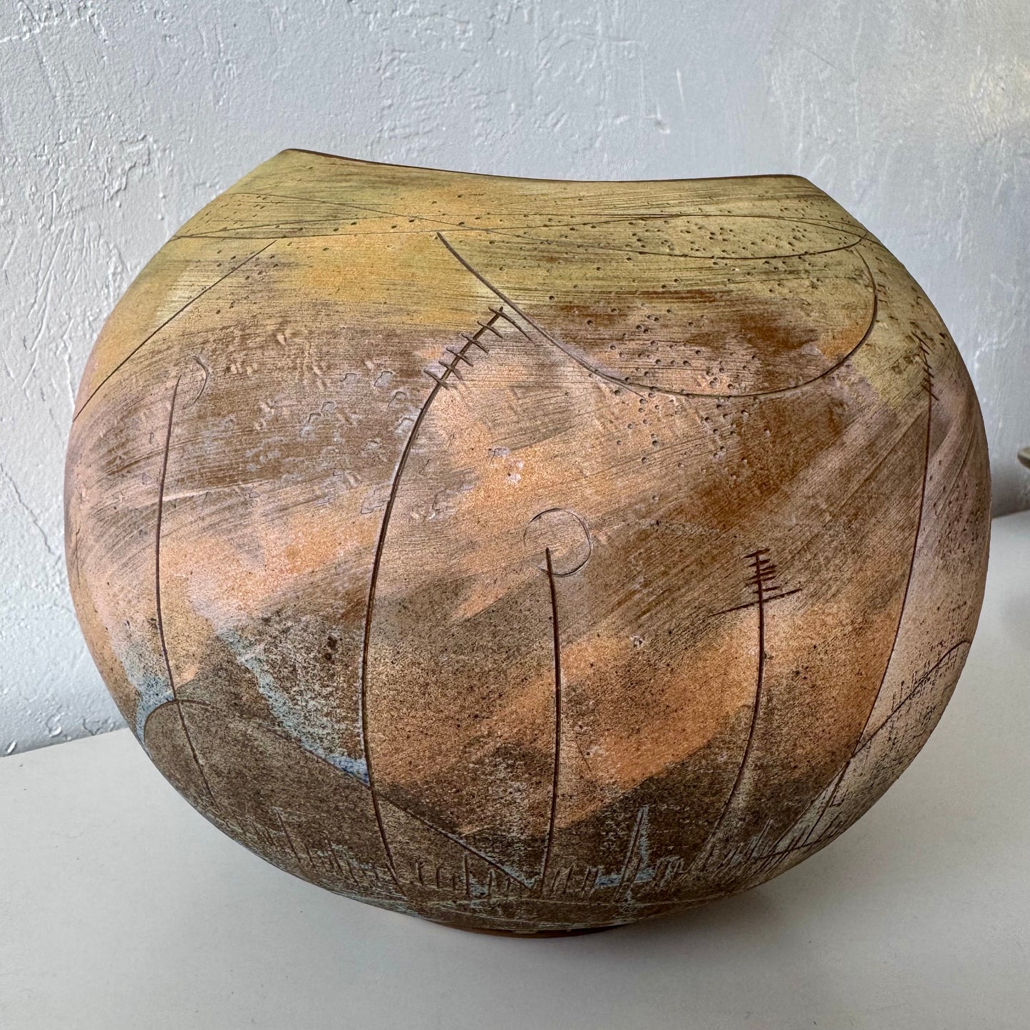 Japanese Sgraffito Ceramic Vase