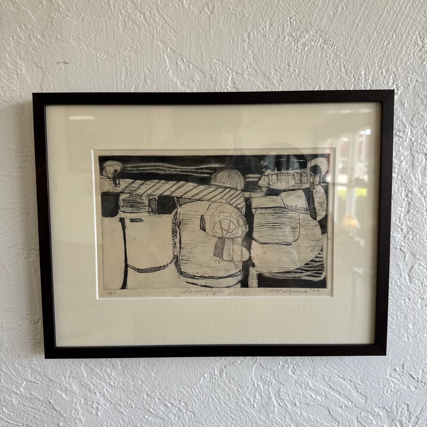 Abstract Landscape Etching Print, 1963