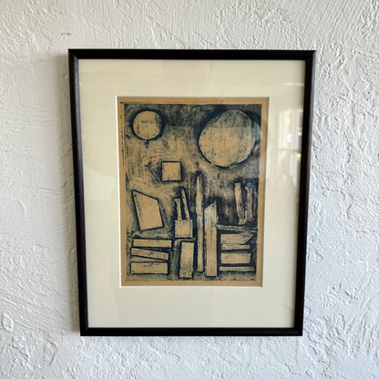 Abstract Cityscape Block Print
