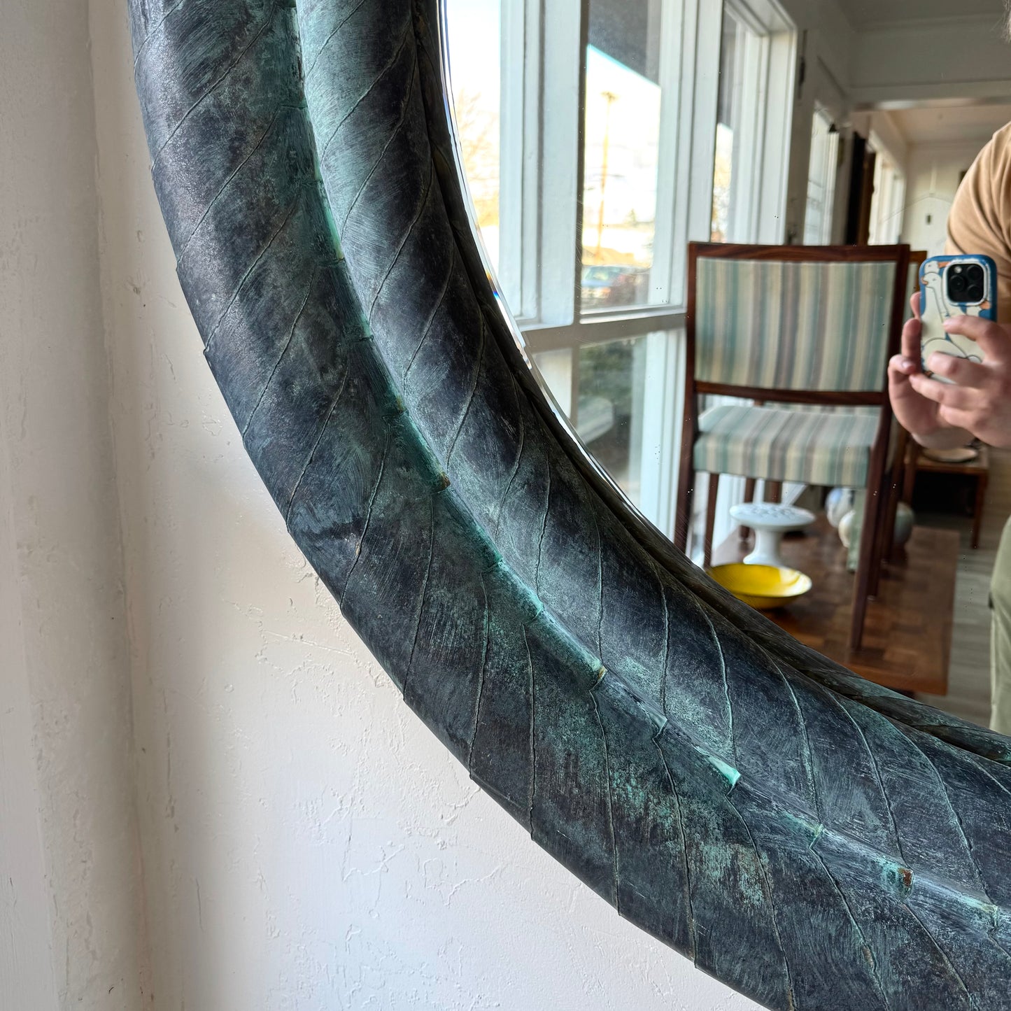Artist Made Patinated Brass Mirror