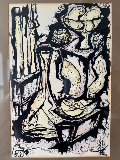 Japanese Abstract Still Life Ink Wash