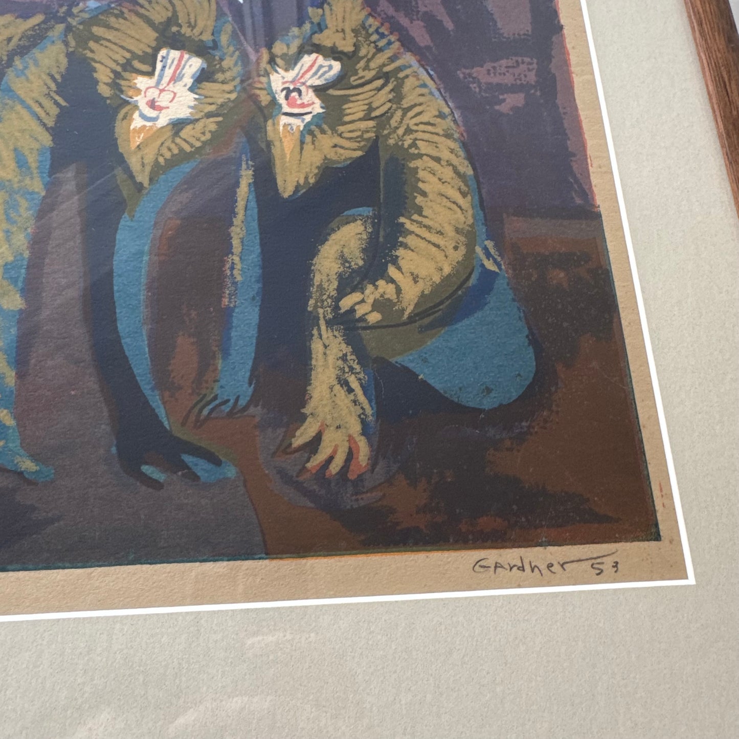 Byron Gardener “Mandrils” Figurative Block Print