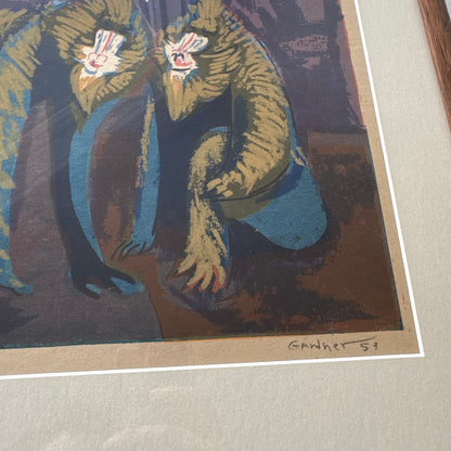 Byron Gardener “Mandrils” Figurative Block Print