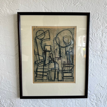Abstract Cityscape Block Print