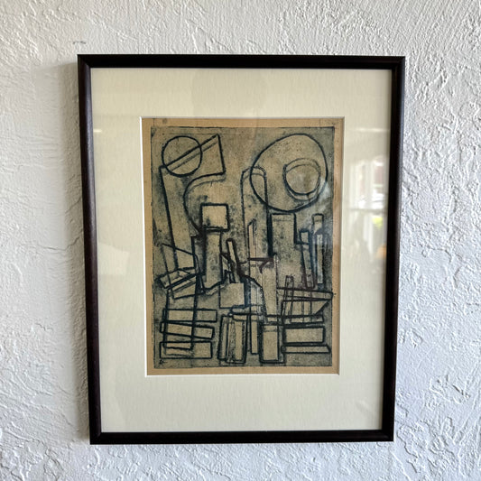 Abstract Cityscape Block Print