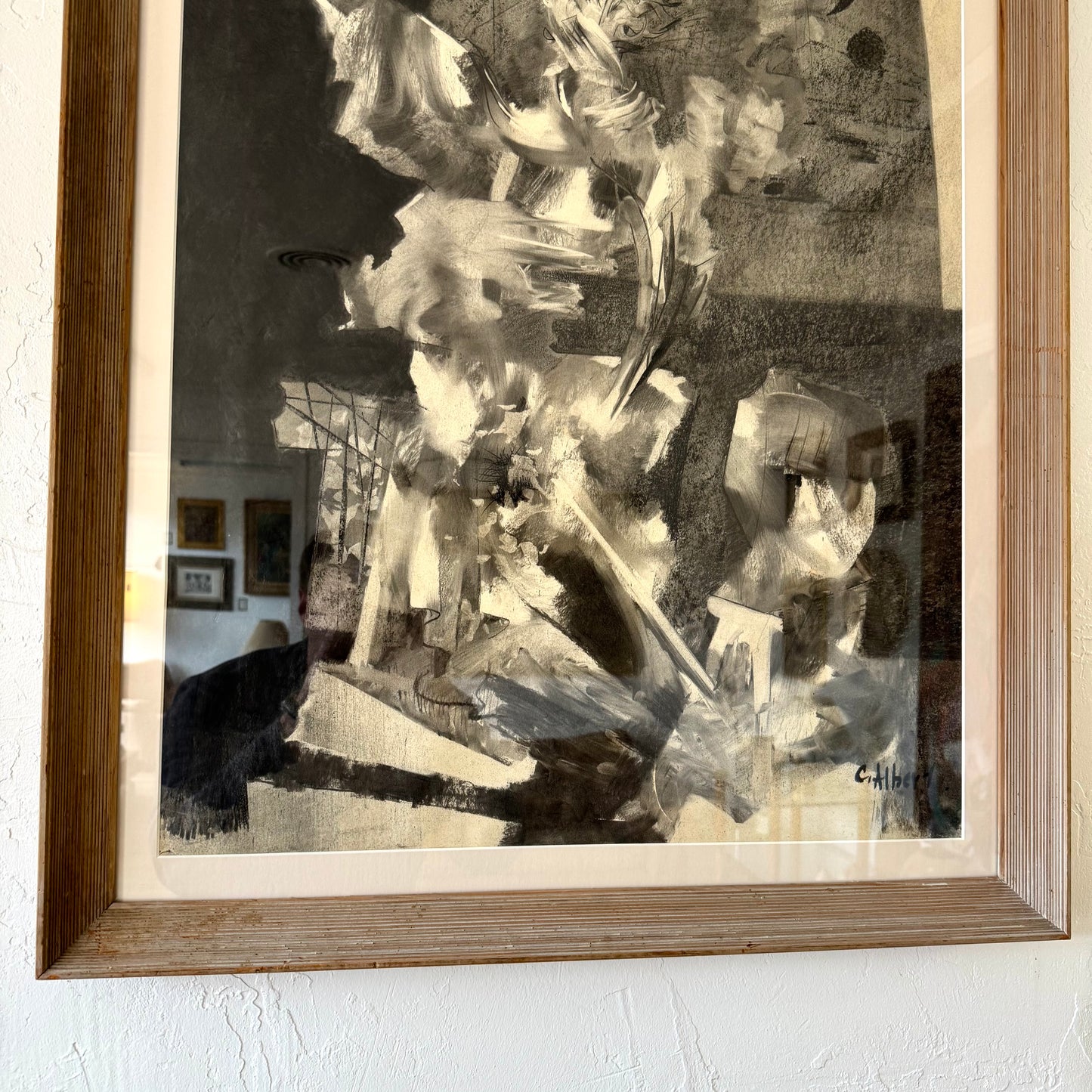 Calvin Albert Figurative Abstract Pencil / Inkwash “Rock Figure”