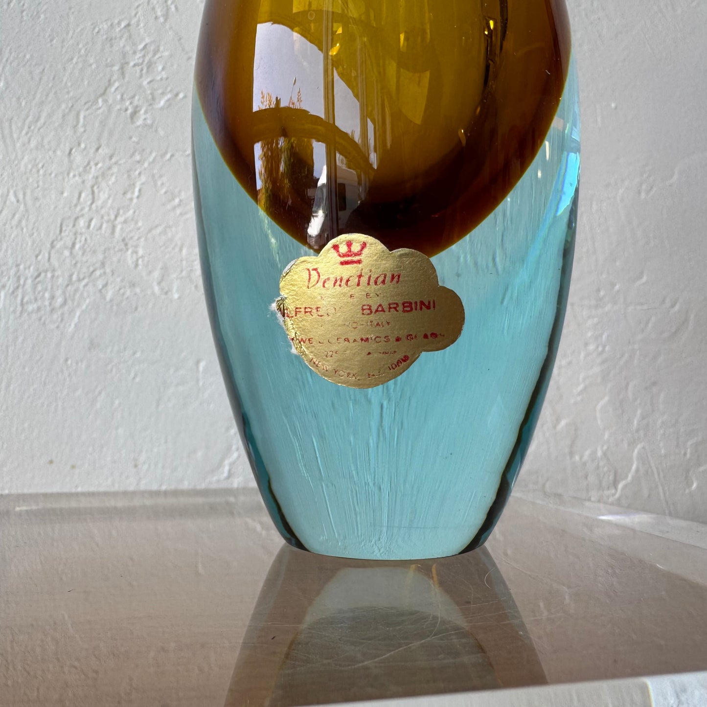 Rare 1950’s Alfredo Barbini Sommerso Art Glass Vase