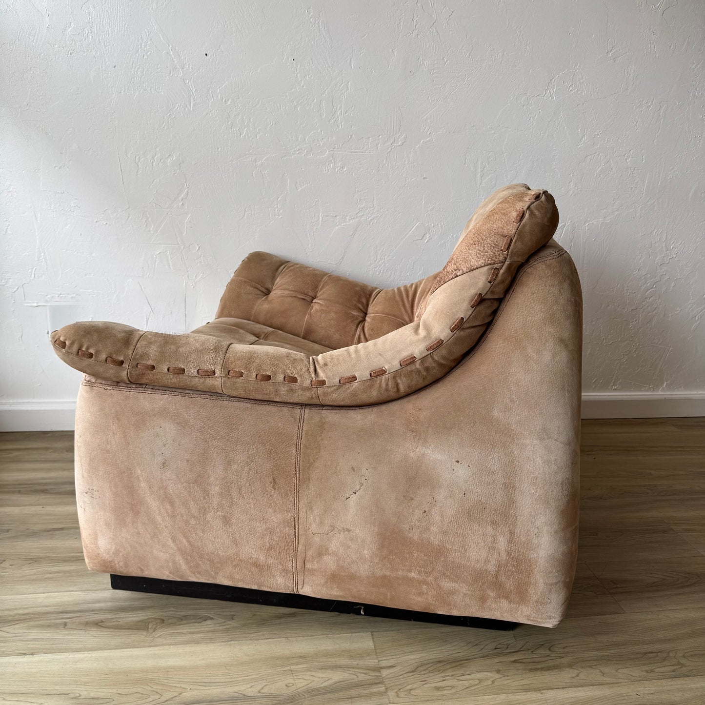 Brazilian Patchwork Suede Leather Lounge Chair, 1970’s