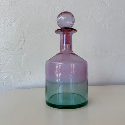Carlo Moretti Italian Pink Green Glass Decanter Vase