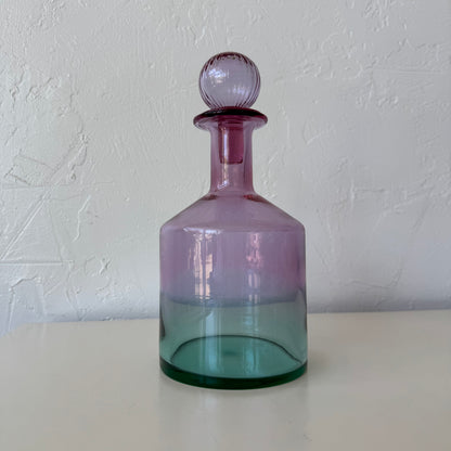 Carlo Moretti Italian Pink Green Glass Decanter Vase