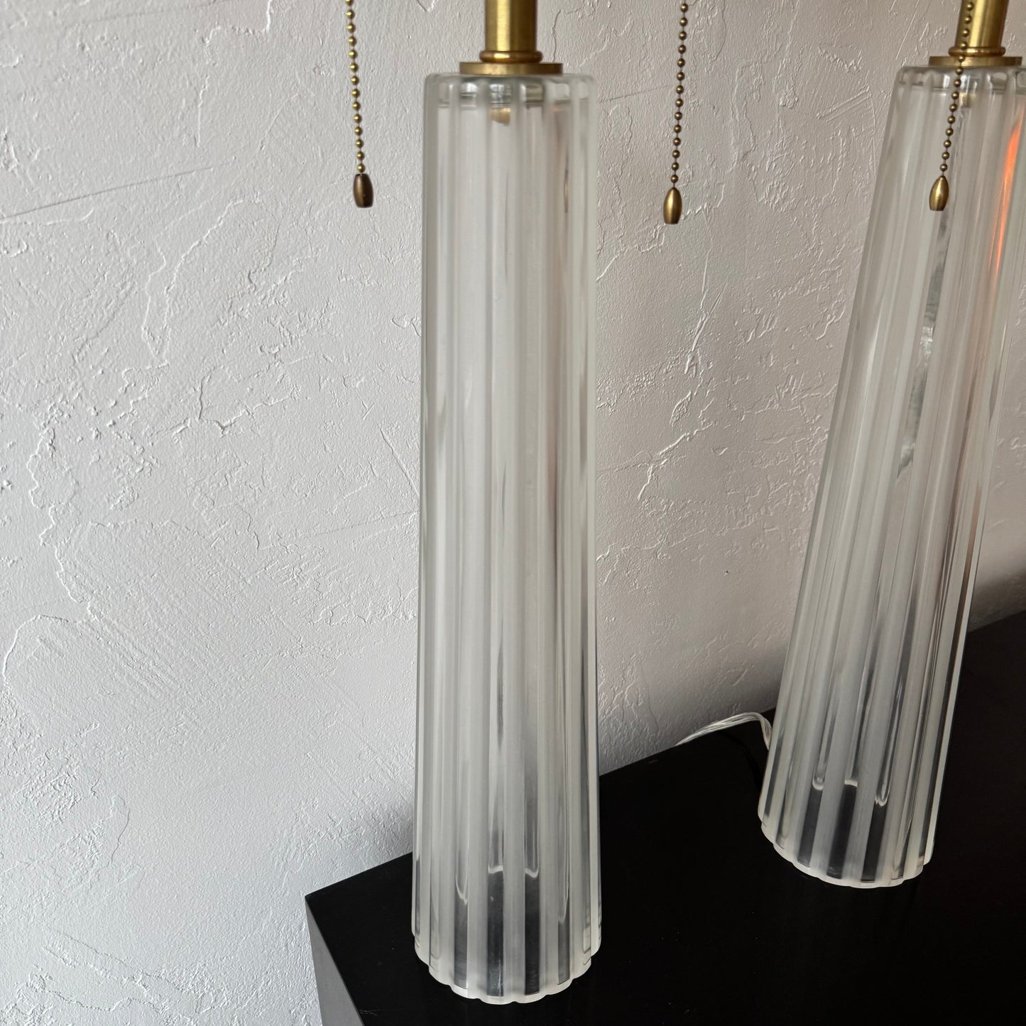 Italian Murano Fluted Glass Table Lamps