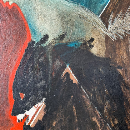 Expressionist Abstract Acrylic Painting in the style of Rick Bartow, 1970’s