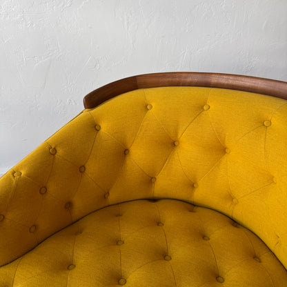 Selig Tufted Yellow Walnut Lounge chair