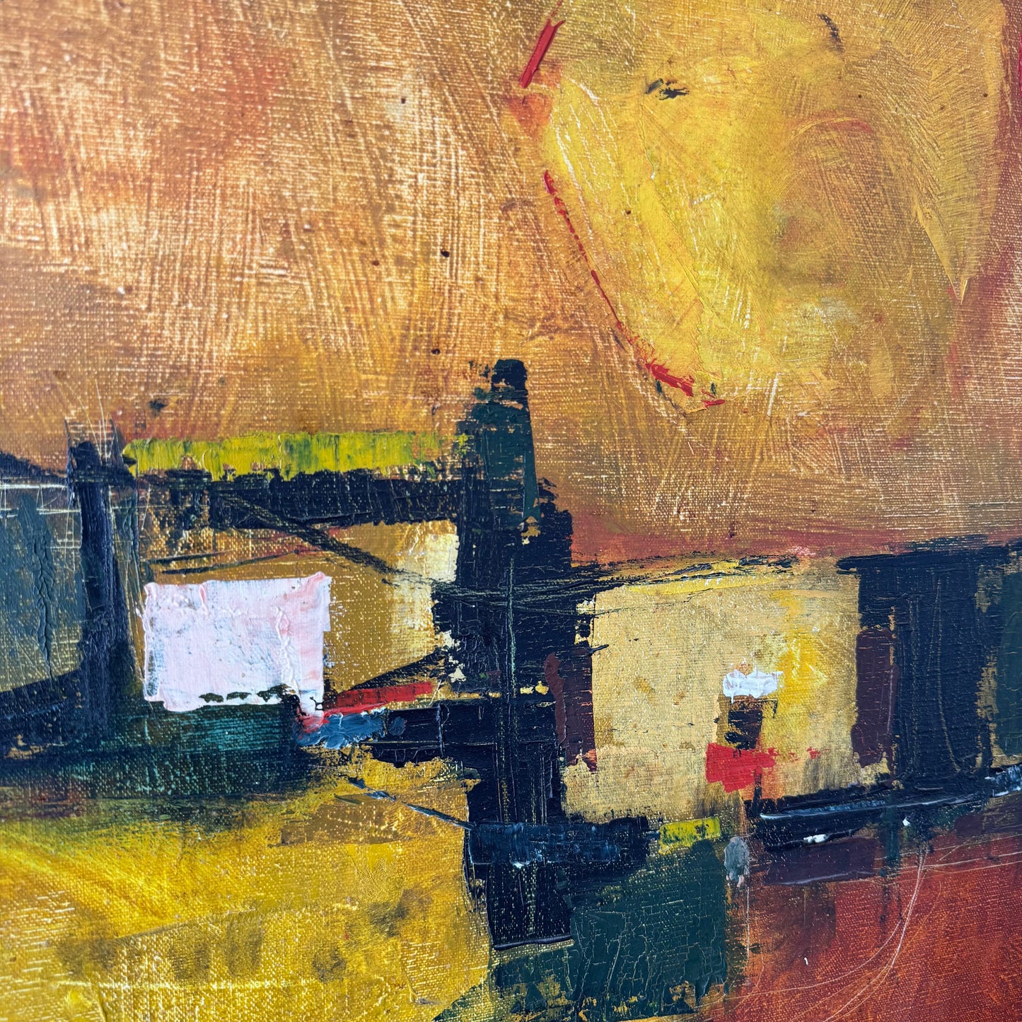 Abstract Oil Canvas Painting, 1950’s