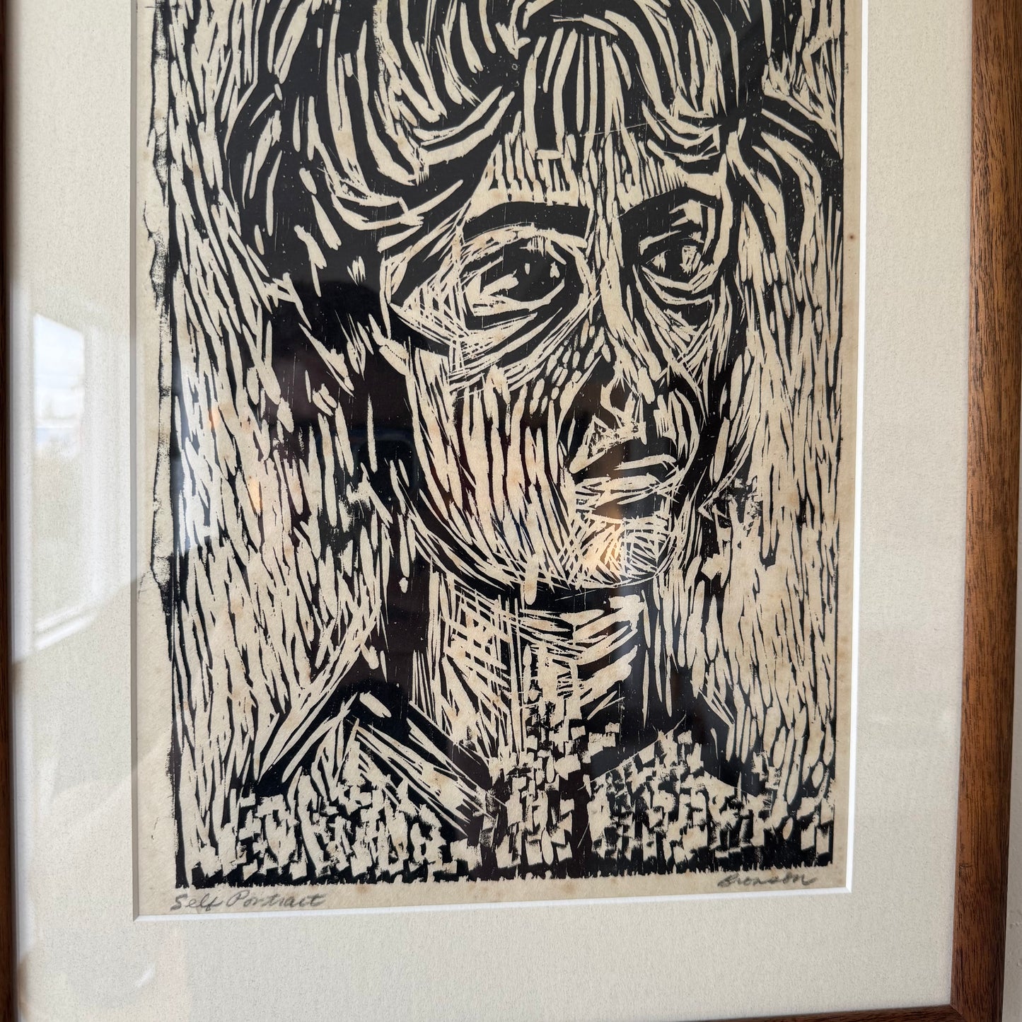 Bonnie Bronson Self Portrait Figurative Wood Block Print