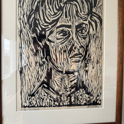 Bonnie Bronson Self Portrait Figurative Wood Block Print