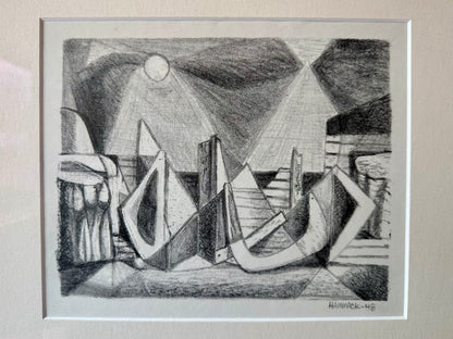 Jack Hammack Abstract Surrealist Beach Memory Block Print