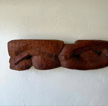 Organic Abstract Teak Wall Carving, 1980’s