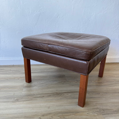 Borge Mogensen for Frederecia 2202 Leather Teak Ottoman