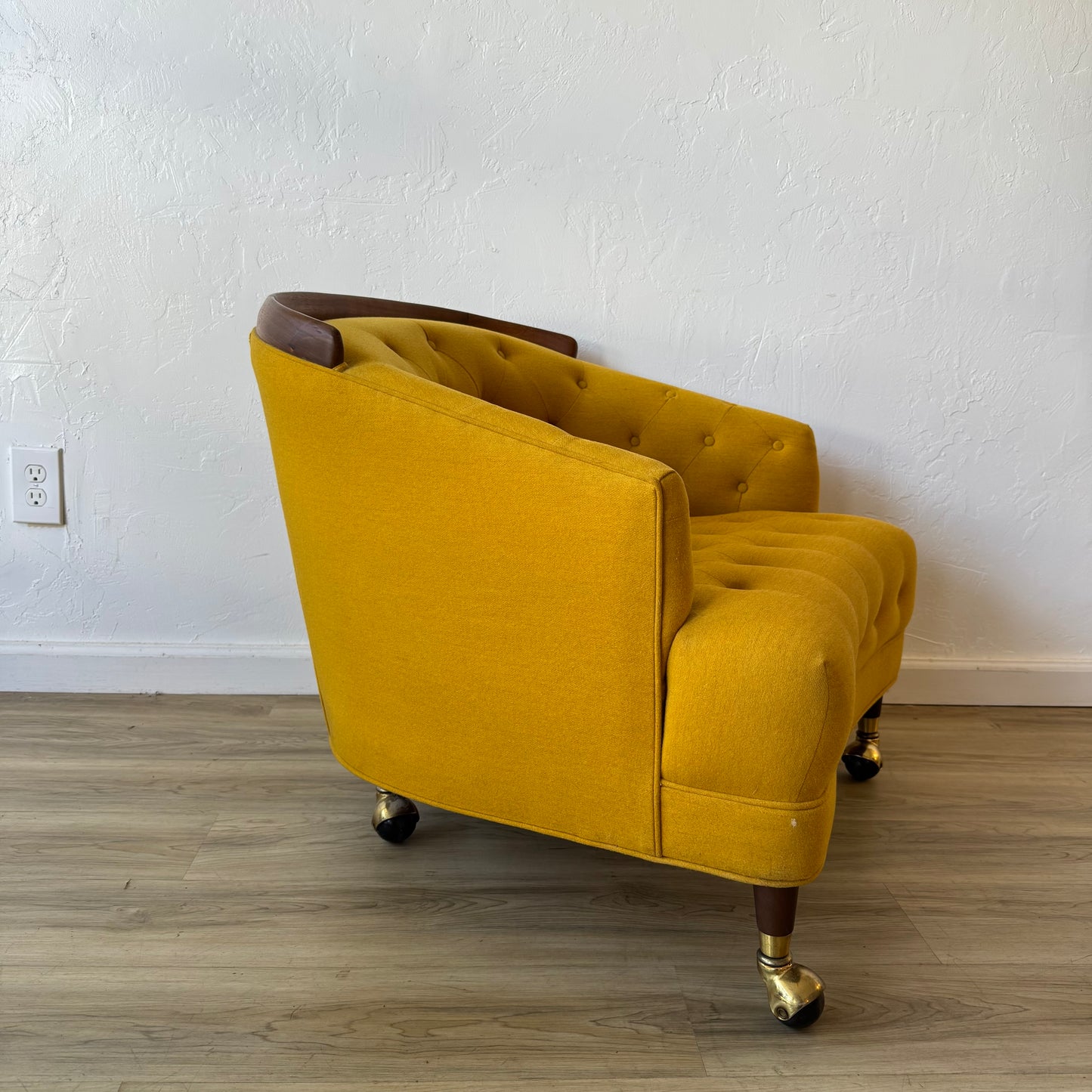 Selig Tufted Yellow Walnut Lounge chair