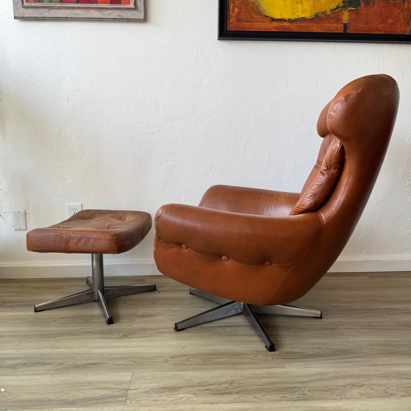 Swedish Modern Leather Lounge Chair by Slatte Mobler