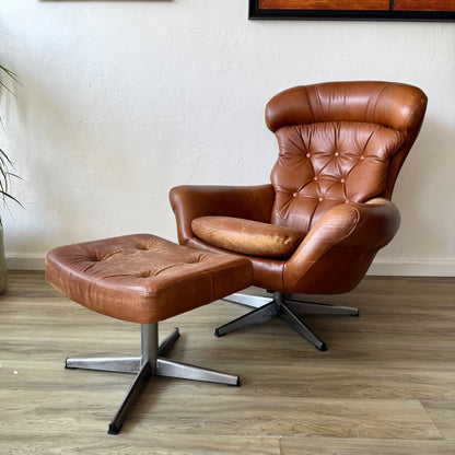 Swedish Modern Leather Lounge Chair by Slatte Mobler