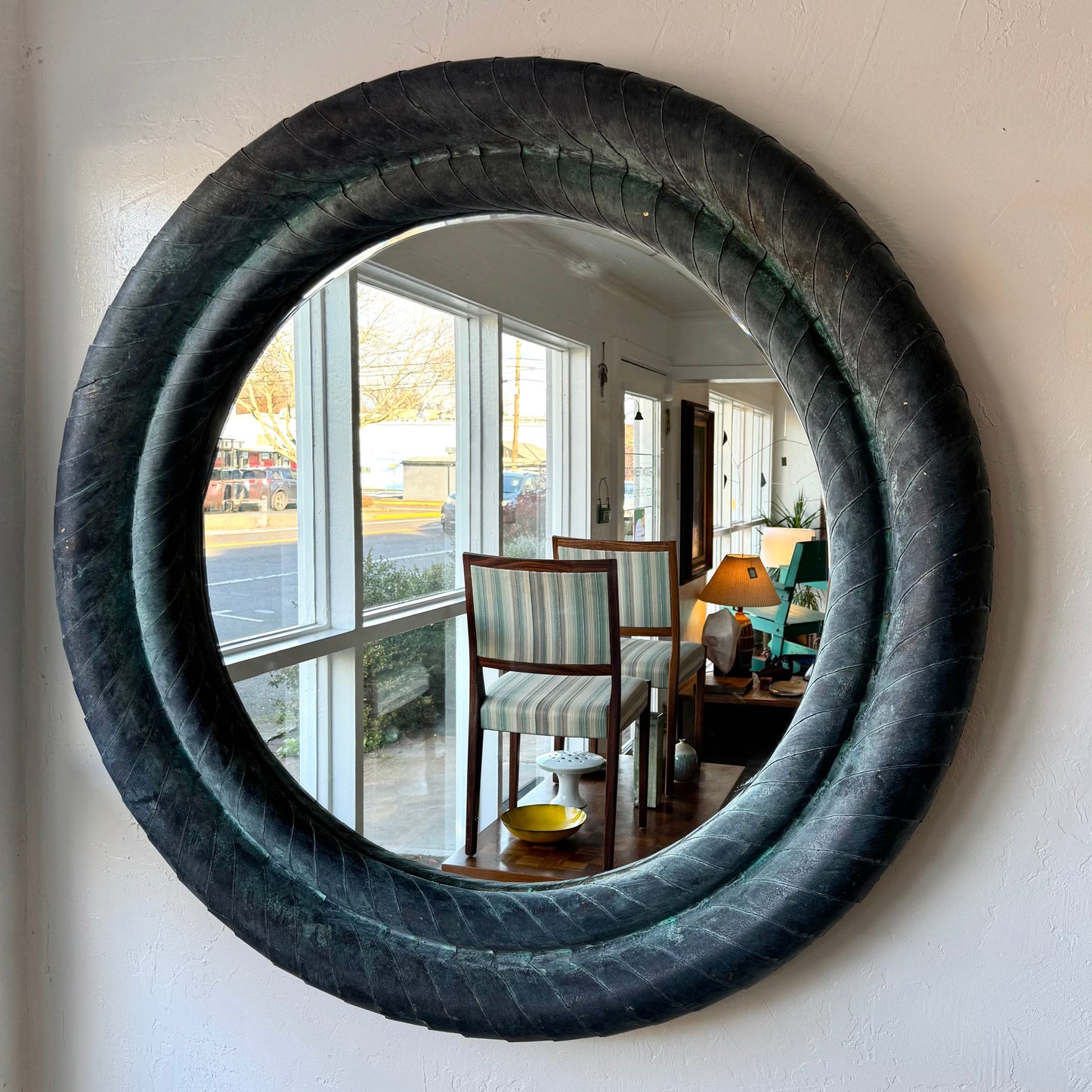 Artist Made Patinated Brass Mirror