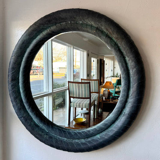 Artist Made Patinated Brass Mirror
