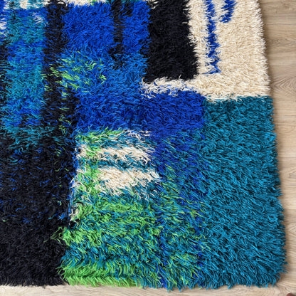 Unika-Vaev 1960’s Abstract Blue Wool Area Rug