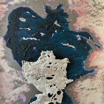 Vintage Oil + Aluminum Abstract Painting