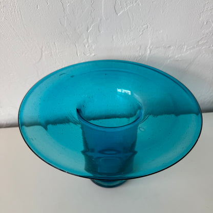 Blenko Blown Blue Glass Flared Vase