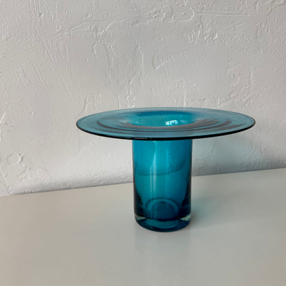 Blenko Blown Blue Glass Flared Vase
