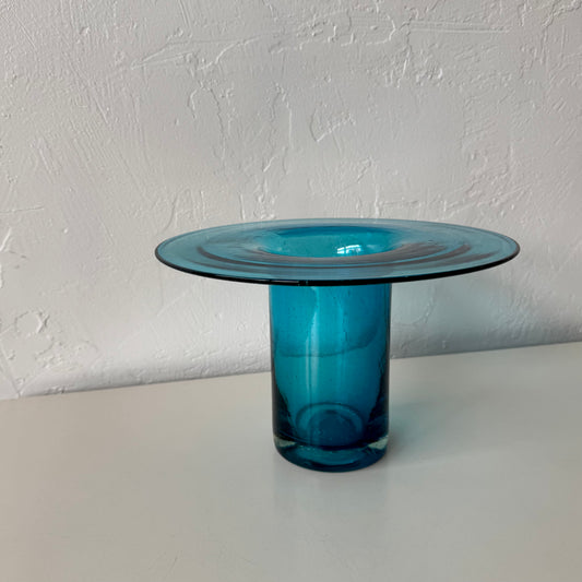 Blenko Blown Blue Glass Flared Vase