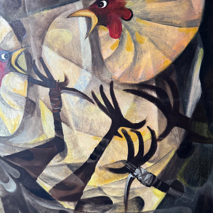 Paco Gorospe Fighting Birds Canvas Oil Painting