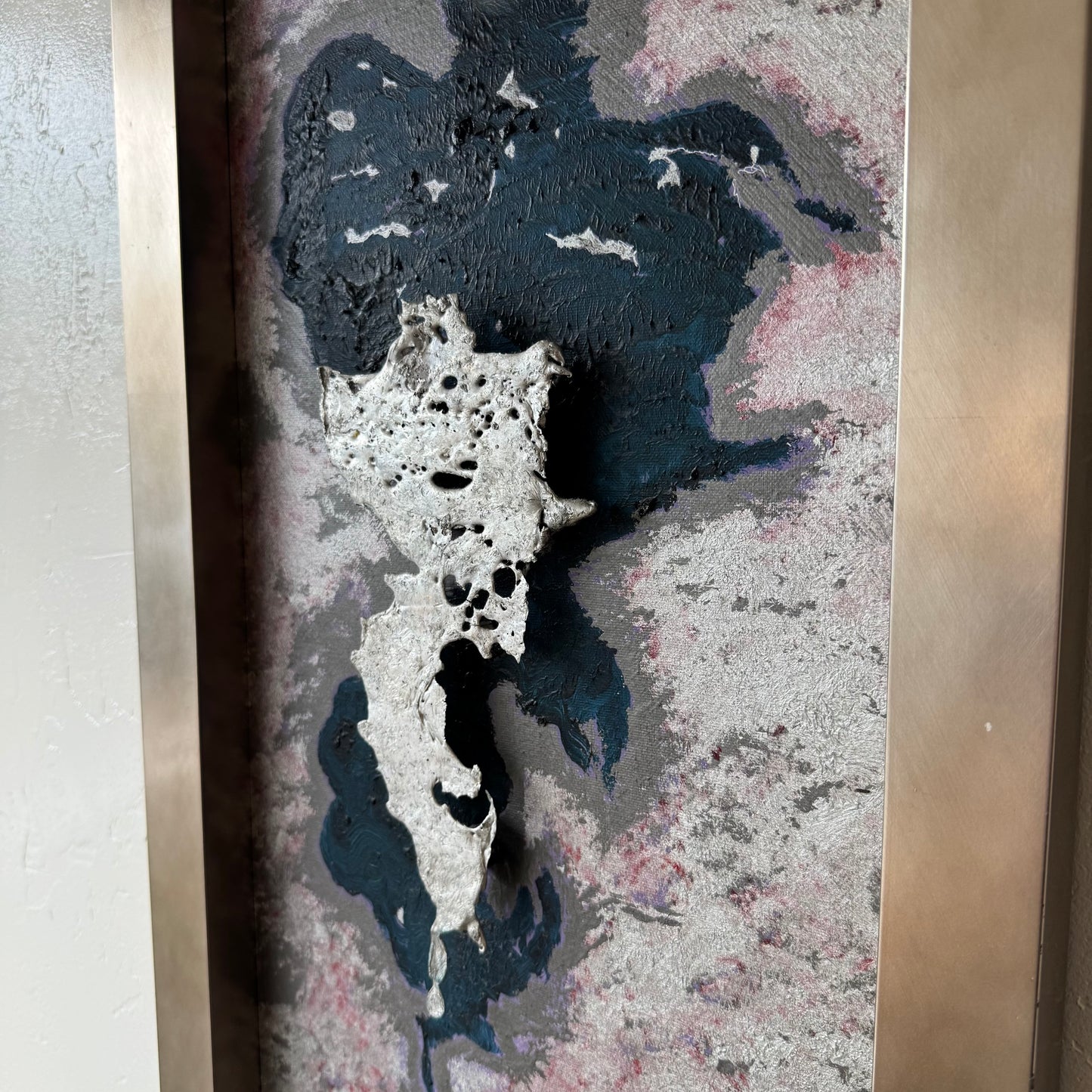 Vintage Oil + Aluminum Abstract Painting