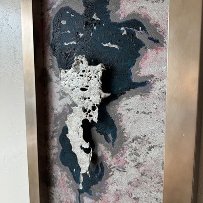 Vintage Oil + Aluminum Abstract Painting