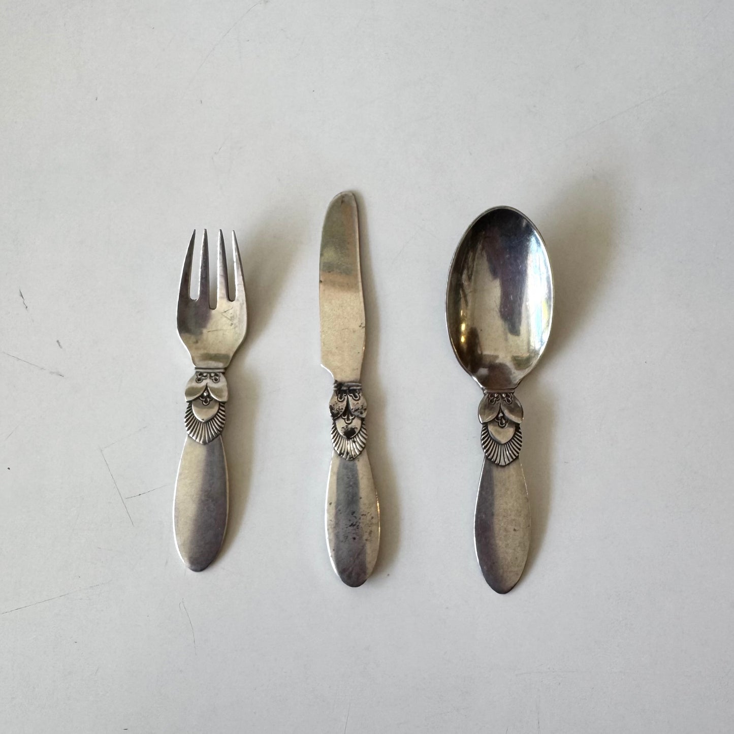 Georg Jensen Sterling Silver Cactus Baby Flatware