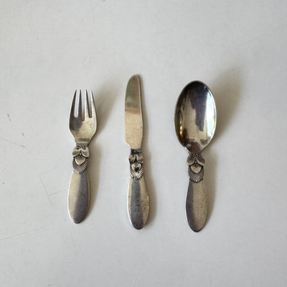 Georg Jensen Sterling Silver Cactus Baby Flatware