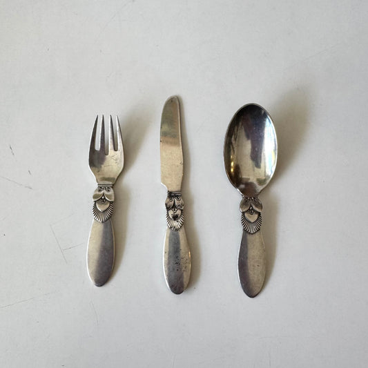 Georg Jensen Sterling Silver Cactus Baby Flatware