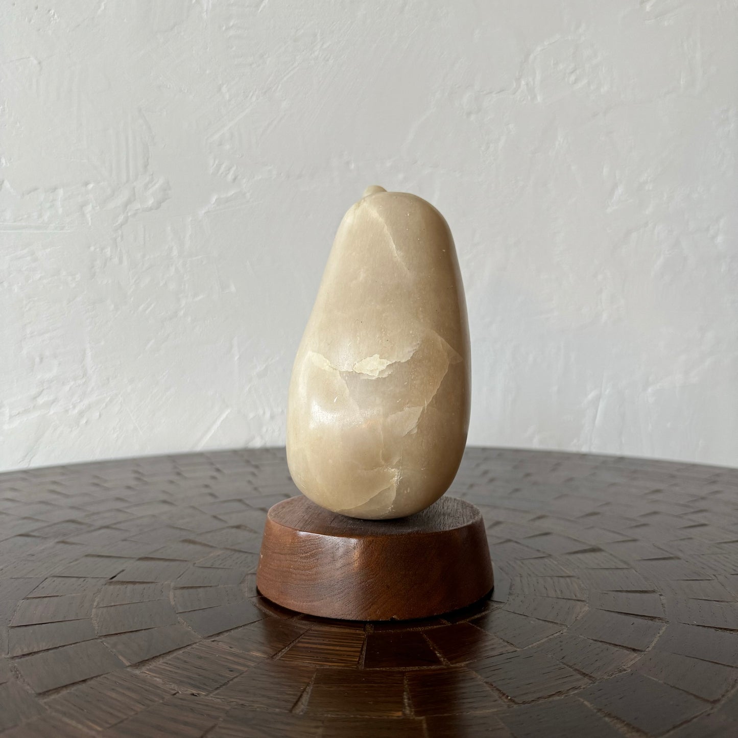 Simple Figurative Stone Pear Sculpture