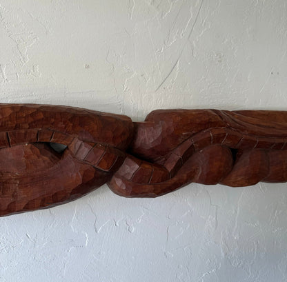 Organic Abstract Teak Wall Carving, 1980’s