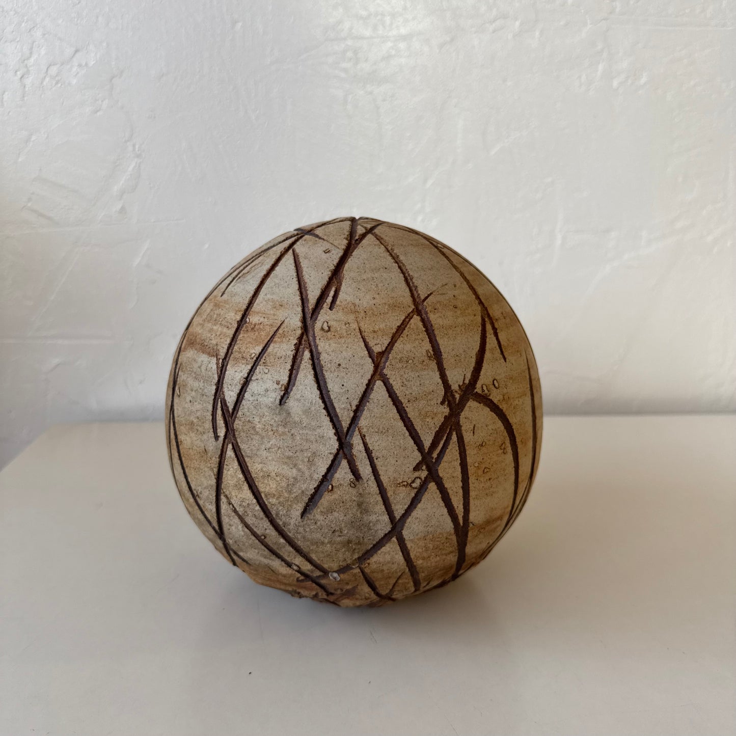 Ceramic Sgraffito Orb Sculpture Ed Brannan